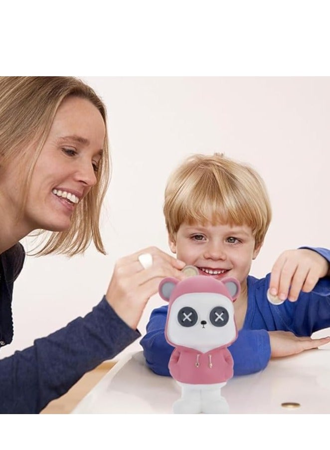 WISHWIND Pink Cool Panda with Hoodie Piggy Bank (Small) – Fun and Stylish Panda-Shaped Money Box for Kids, Teens, and Collectors, Perfect for Saving and Decorative Display - Image 2