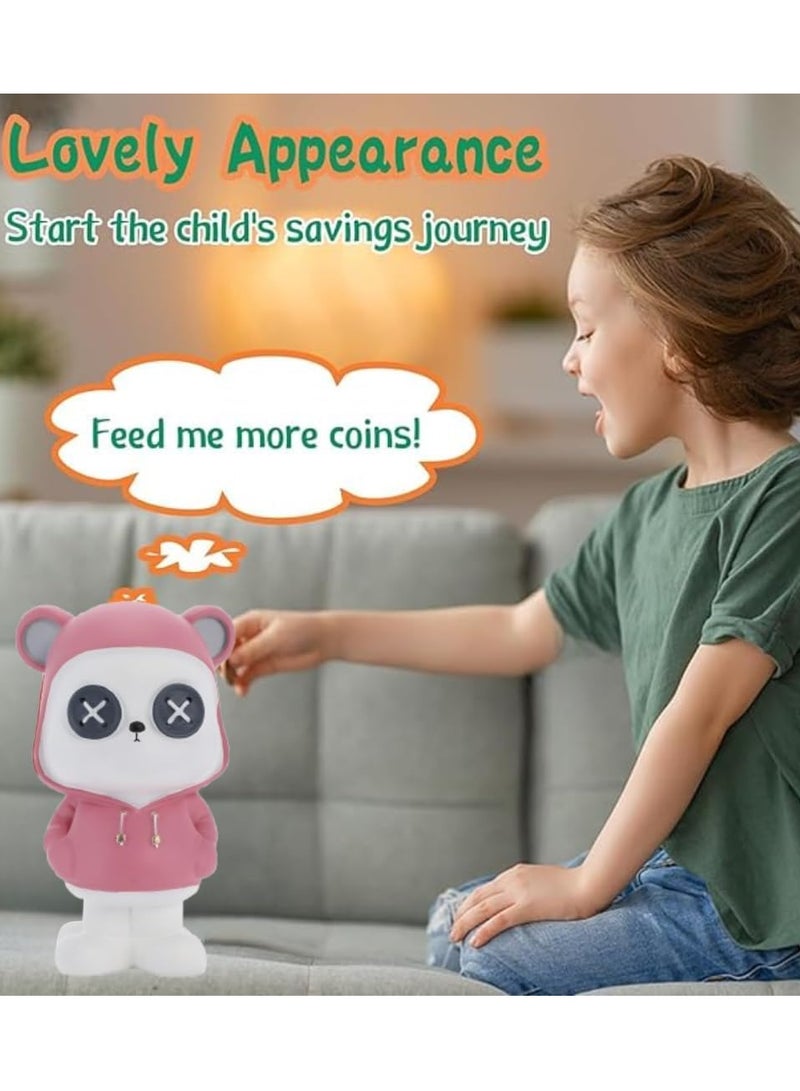 WISHWIND Pink Cool Panda with Hoodie Piggy Bank (Small) – Fun and Stylish Panda-Shaped Money Box for Kids, Teens, and Collectors, Perfect for Saving and Decorative Display - Image 3