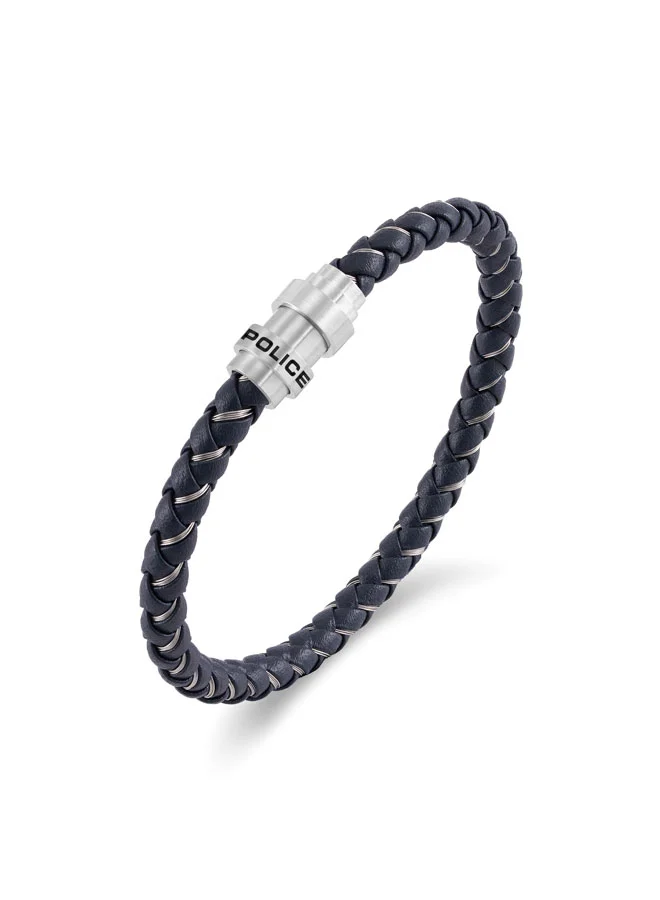 بوليس Gripcore Blue Braided Leather Bracelet for Men