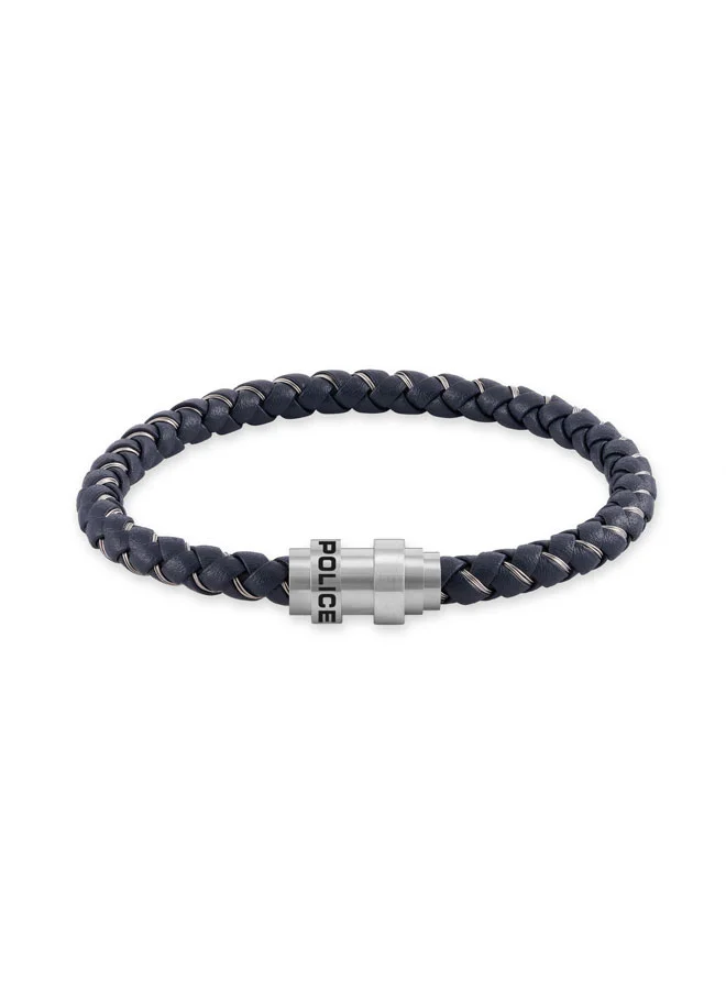 بوليس Gripcore Blue Braided Leather Bracelet for Men