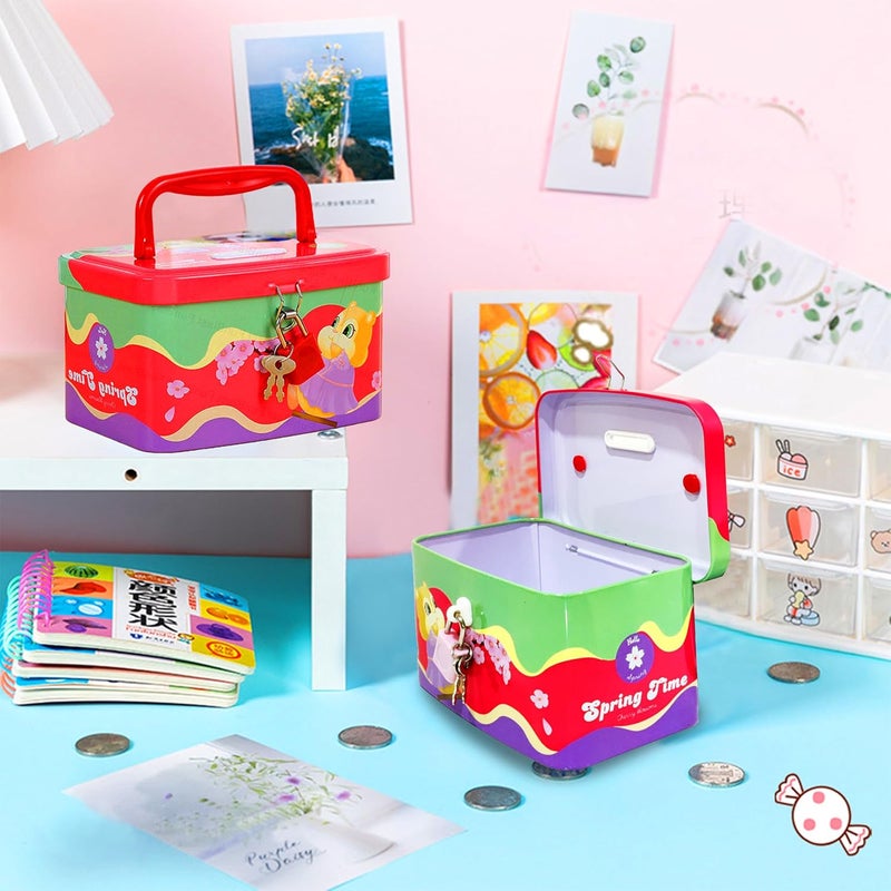 FunBlast صندوق توفير المال على شكل علبة نقود مع مقبض وقفل ومفتاح، حصالة للأطفال، جلك للأطفال، هدية عيد ميلاد للأولاد والبنات، بنك المال، صندوق العملات (بألوان متعددة) - Image 2