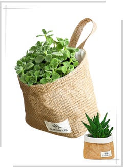 Generic 3Pcs Linen Woven Hanging Storage Basket Set with Lanyard,Wall-Hanging Storage Basket Desktop Storage,Door Wall Hanging Decor,Stationery Cosmetics Snacks Green Plant storage,Kid's Toys Kitchen Storage Basket, Laundry Hamper,Home Storage Container 12X12X8cm(5X5X3inch)  - Image 1