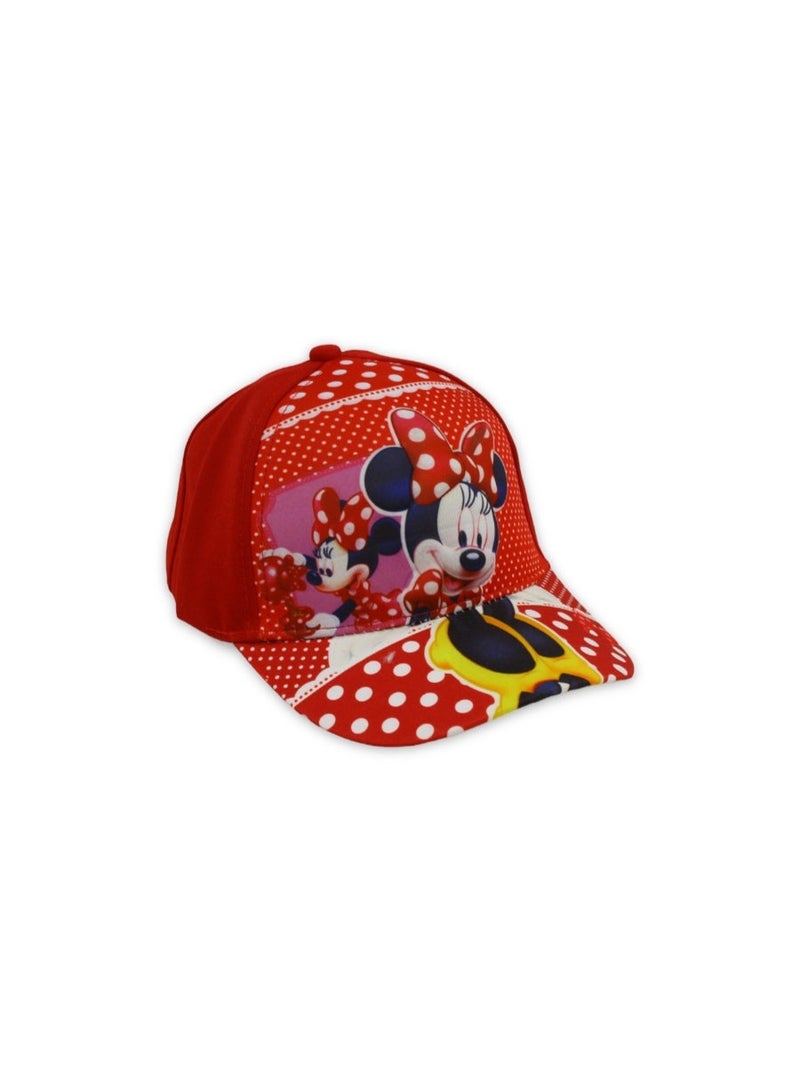 Girls Cap – Red with Minnie Mouse Print - Image 1