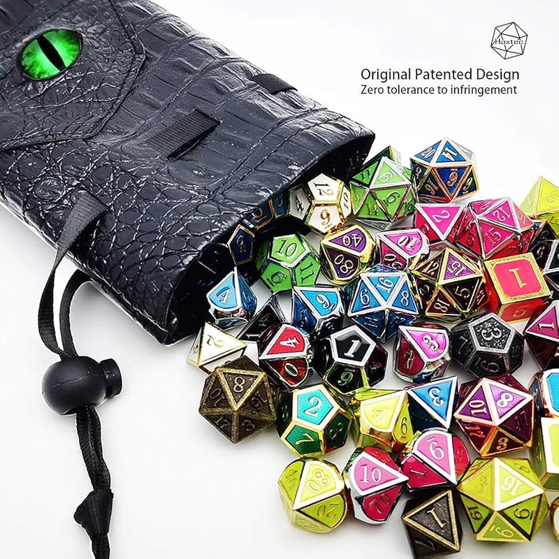 Haxtec (Venom-green Eye) - Dice Bag Drawstring Leather DND Dice Storage Pouch for D & D Roleplaying Games Dices, Coins and Accessories (Venom-Green Eye) - Image 3