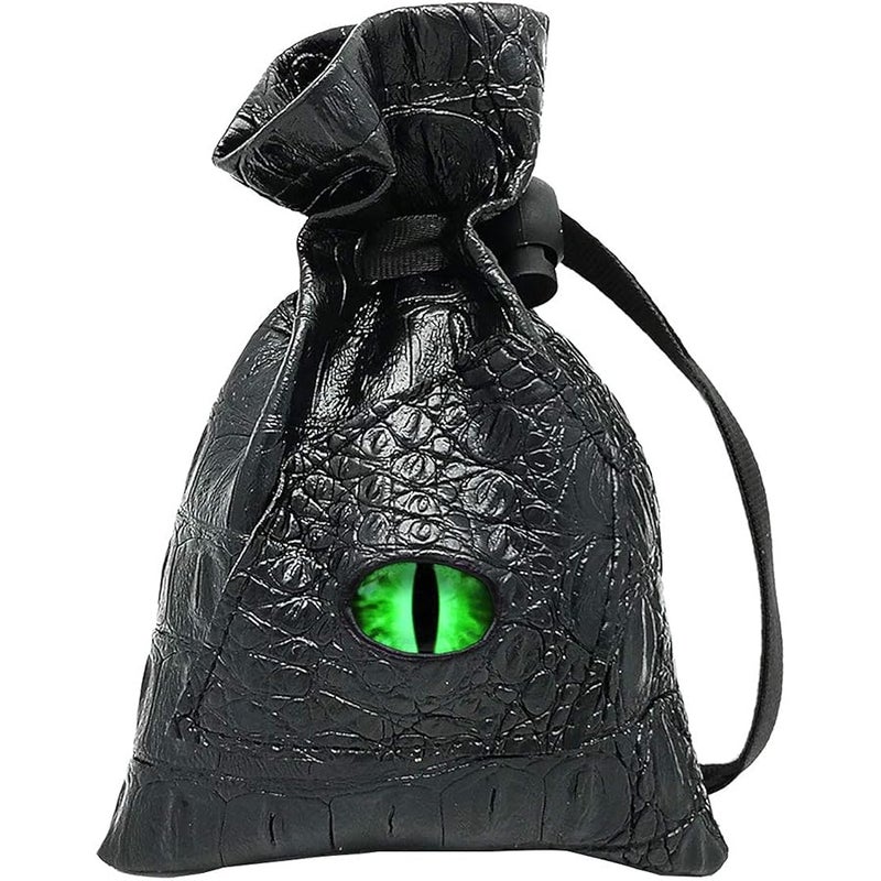 Haxtec (Venom-green Eye) - Dice Bag Drawstring Leather DND Dice Storage Pouch for D & D Roleplaying Games Dices, Coins and Accessories (Venom-Green Eye) - Image 1