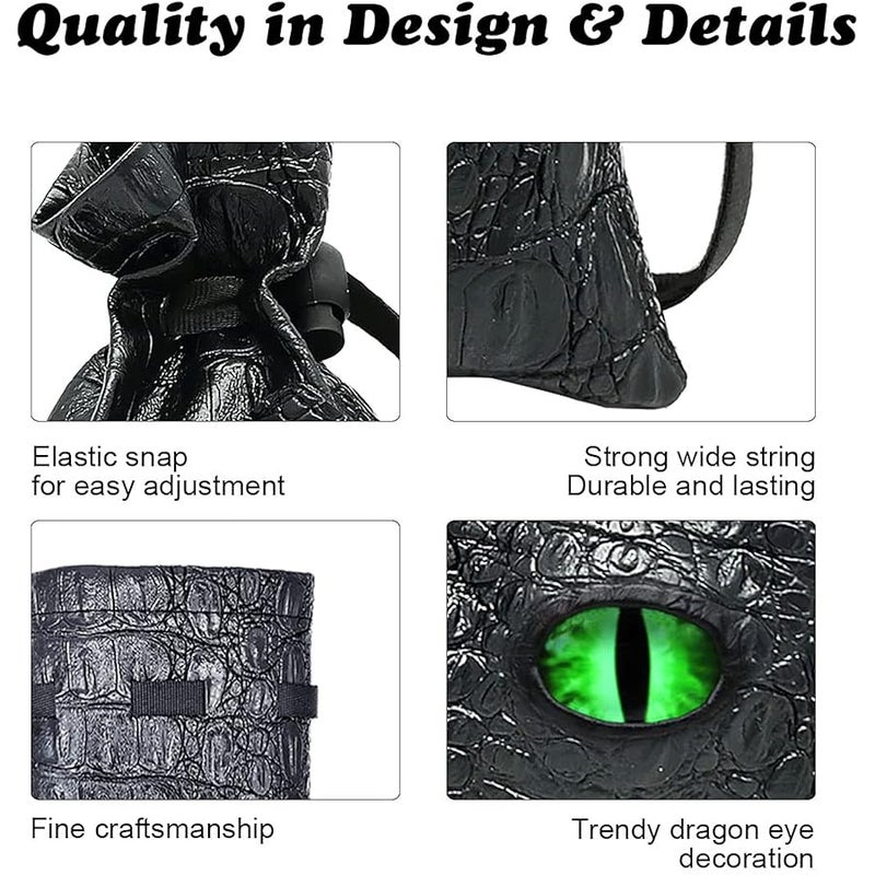 Haxtec (Venom-green Eye) - Dice Bag Drawstring Leather DND Dice Storage Pouch for D & D Roleplaying Games Dices, Coins and Accessories (Venom-Green Eye) - Image 5