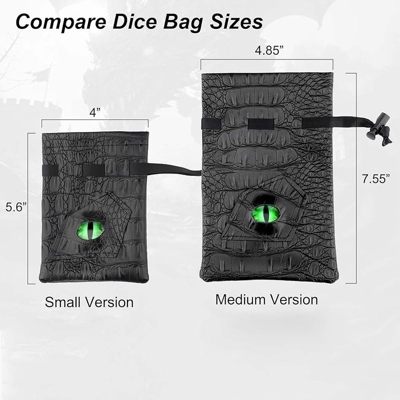 Haxtec (Venom-green Eye) - Dice Bag Drawstring Leather DND Dice Storage Pouch for D & D Roleplaying Games Dices, Coins and Accessories (Venom-Green Eye) - Image 4