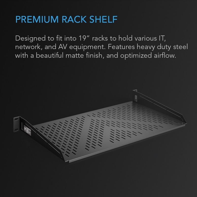 AC Infinity Vented Cantilever 1U Universal Rack Shelf, 10" Deep, for 19” Equipment Racks. Heavy-Duty 2.4mm Cold Rolled Steel, 60lbs Capacity - Image 2