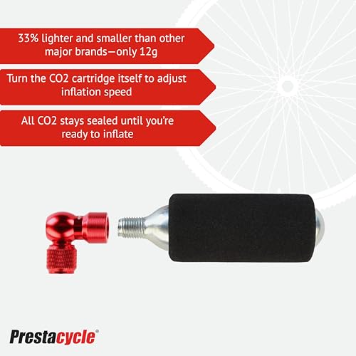 Prestacycle Prestaflator Micro CO2 Inflator Head – Ultra Lightweight 12g Precision Alloy CO2 Cartridge Inflator for Presta & Schrader Valves, Compatible with CO2 Pumps & Compressor Adapter - Image 3