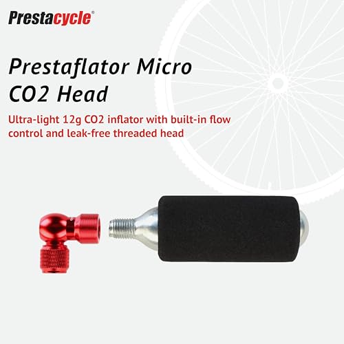 Prestacycle Prestaflator Micro CO2 Inflator Head – Ultra Lightweight 12g Precision Alloy CO2 Cartridge Inflator for Presta & Schrader Valves, Compatible with CO2 Pumps & Compressor Adapter - Image 2