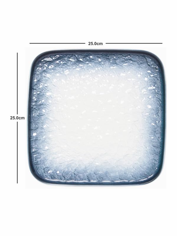 White Gold طبق وجبات خفيف مربع من البورسلين باللون الأبيض الذهبي WG-1703-BLUE - Image 3