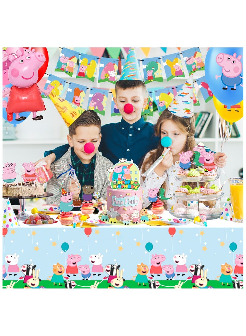 إيلوفهابرتي مجموعة زينة حفلة Peppa Pig، 35 قطعة مستلزمات حفلة عيد ميلاد Peppa Pig - زينة عيد ميلاد Peppa Pig لافتات مفارش طاولة لولبية وبالونات Peppa Pig زينة كعكة وما إلى ذلك مستلزمات حفلة Peppa Pig - Image 4