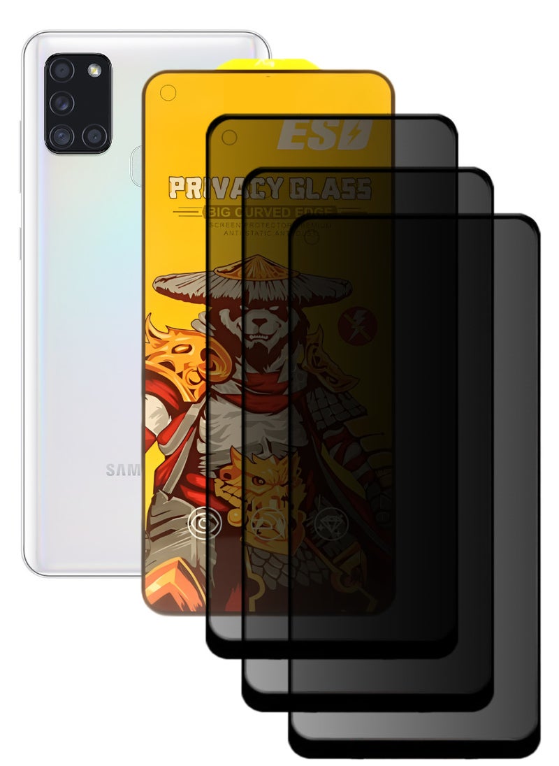 ESD 3 Pieces Tempered Dustproof Privacy Glass Screen Protector Compatible For Samsung Galaxy A21s - Image 1
