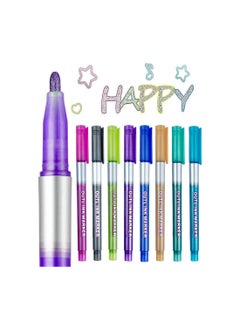 Y&D Outline Markers Pens, 8 Colors Double Line Highlighter, Journal Pens Colored Permanent Marker for Kids, Illustration Coloring Sketching Card Make, Greeting Cards DIY Scrapbook  - Image 1