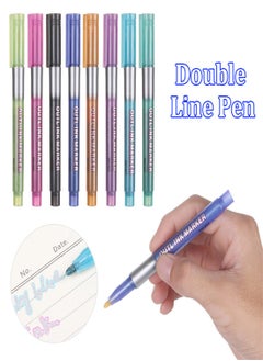 Y&D Outline Markers Pens, 8 Colors Double Line Highlighter, Journal Pens Colored Permanent Marker for Kids, Illustration Coloring Sketching Card Make, Greeting Cards DIY Scrapbook  - Image 3