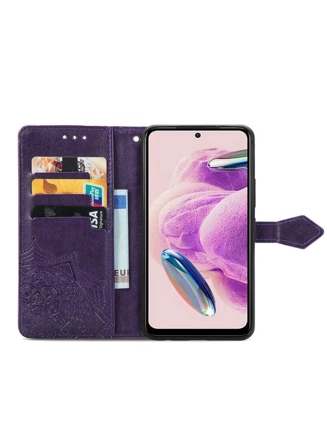 إيروريكس جراب لهاتف Xiaomi Redmi Note 12S جراب هاتف جلدي منقوش بزهرة ماندالا - Image 3