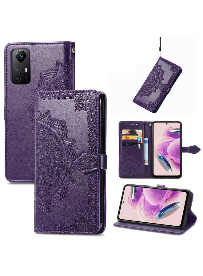 إيروريكس جراب لهاتف Xiaomi Redmi Note 12S جراب هاتف جلدي منقوش بزهرة ماندالا - Image 1