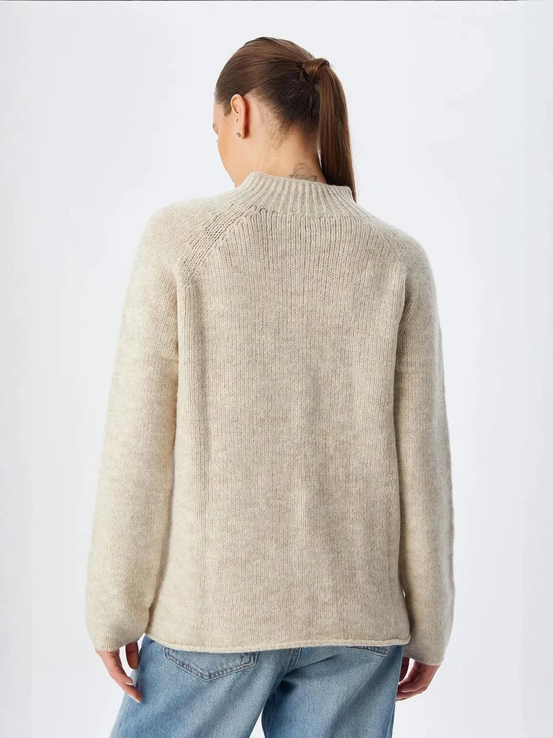 Mixray Stone Natural Mixray Knit Half Turtleneck Sweater for Women | Best Price UAE