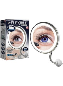 10X Magnifying Makeup Mirror Flexible LED Light with Electric Lock Suction Cup, Bright Diffuse Light and 360 Degree Rotation Portable Wireless Mirror for Travel Home Bathroom