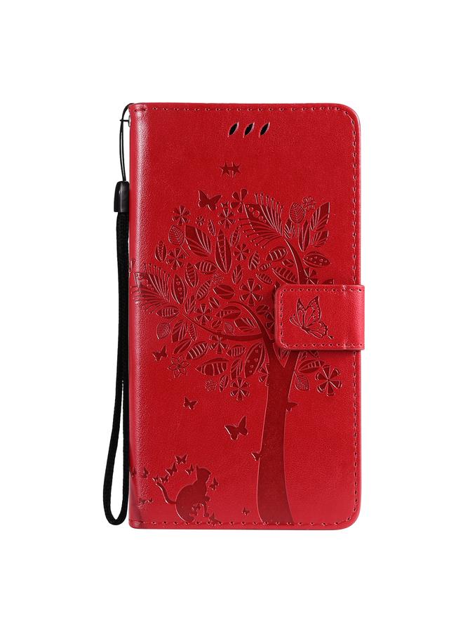Zaboon Case For Huawei P50 Tree & Cat Pattern Pressed Printing Horizontal Flip PU Leather Case with Holder & Card Slots & Wallet & Lanyard - Image 2