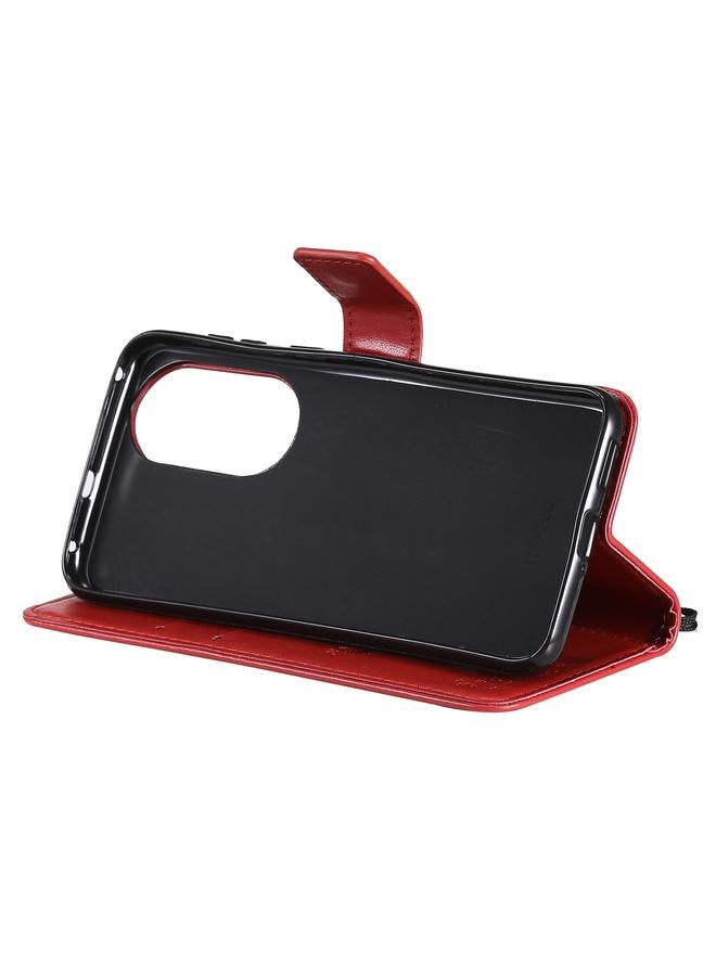 Zaboon Case For Huawei P50 Tree & Cat Pattern Pressed Printing Horizontal Flip PU Leather Case with Holder & Card Slots & Wallet & Lanyard - Image 5