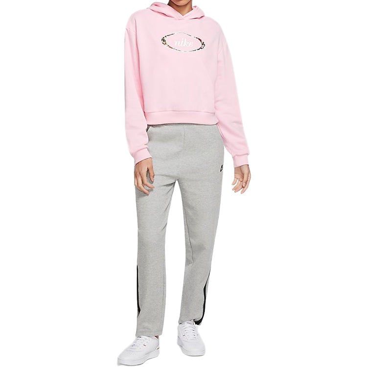 Nike (WMNS) Nike Sportswear Crop Fleece Hoodie 'Pink' - Image 2