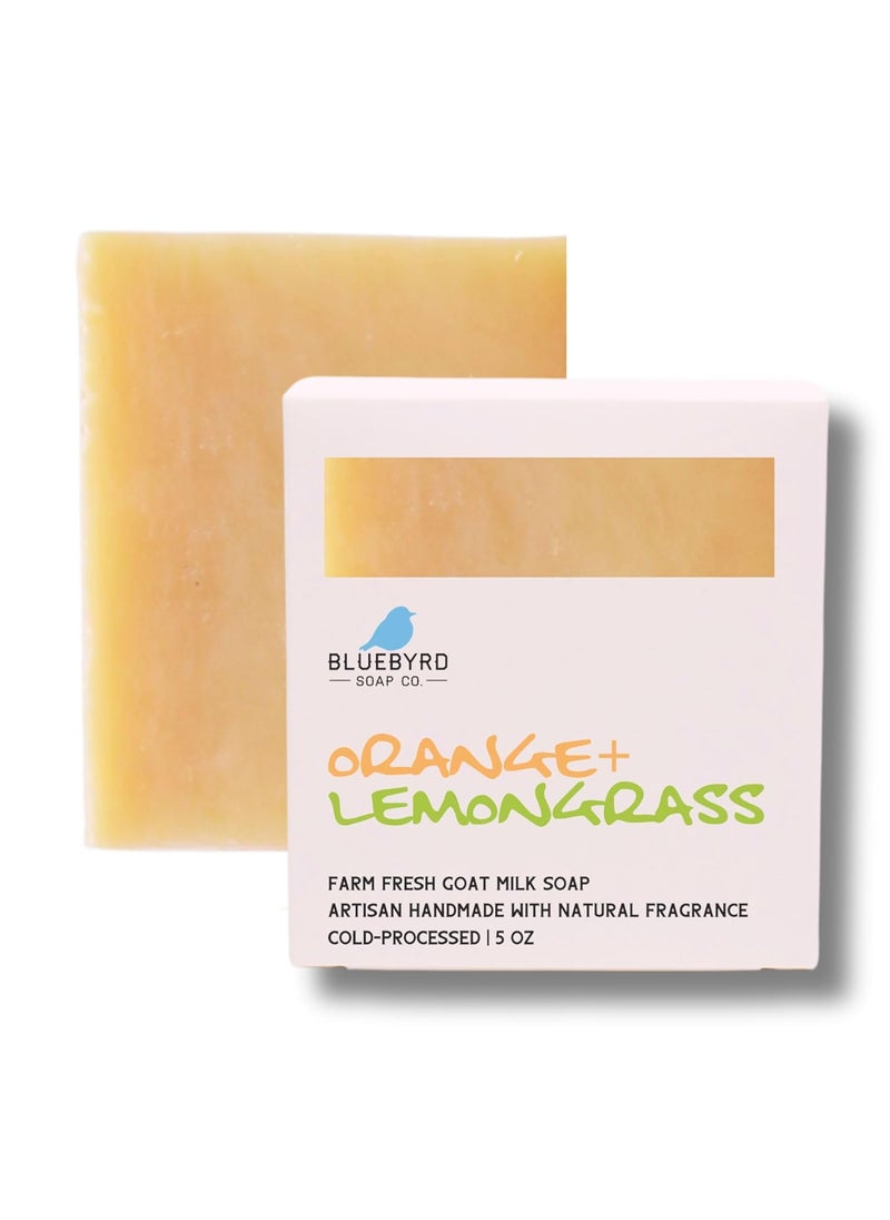 BLUEBYRD SOAP CO. - Bluebyrd Soap Orange Lemongrass Goat Milk Bar Soap | Pure Goat Milk Essential Oil Scented Natural Soap | Made for Psoriasis, Eczema, & Dry Sensitive Skin (Orange Lemongrass) - Image 1