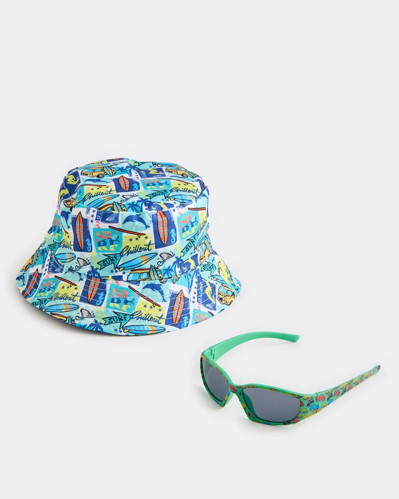 REDTAG Boys Sunglasses With Hat Set