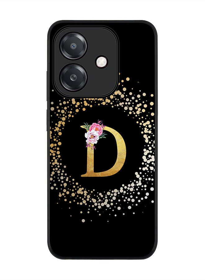 Stylizedd For Oppo A5i Case,Slim fit Camera Protection, Shockproof Thin Phone cover  - Custom Monogram Floral - D ( Black )