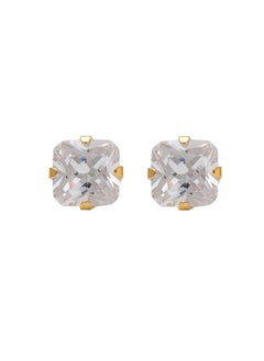7X7MM Cubic Zirconia 24K Pure Gold Plated Ear Studs