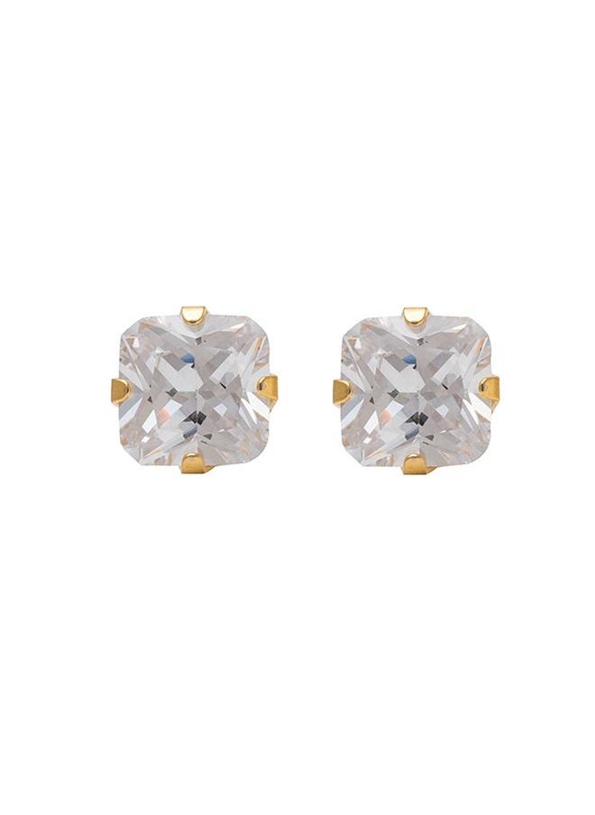 Studex - 7X7MM Cubic Zirconia 24K Pure Gold Plated Ear Studs - Image 1