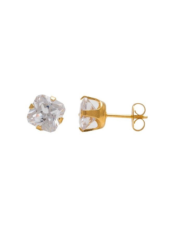 Studex - 7X7MM Cubic Zirconia 24K Pure Gold Plated Ear Studs - Image 1