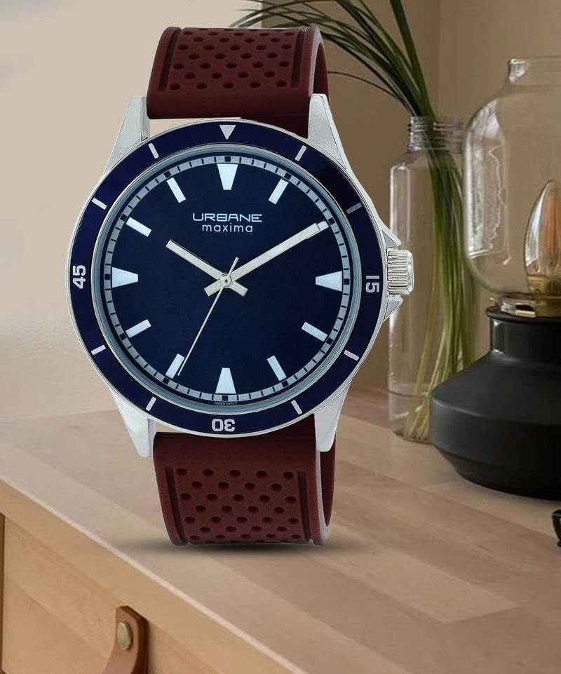 Maxima Urbane Analog Watch Collection for Men 70345PMGI, dial_Color -Blue, Band_Color-Brown - Image 2