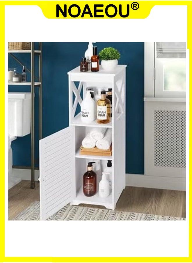 NOAEOU Waterproof Bathroom Cabinets,Bathroom Storage Shelf Organizer Cupboard with Daily use Layer and 1 Cupboard Door(White)  - Image 1