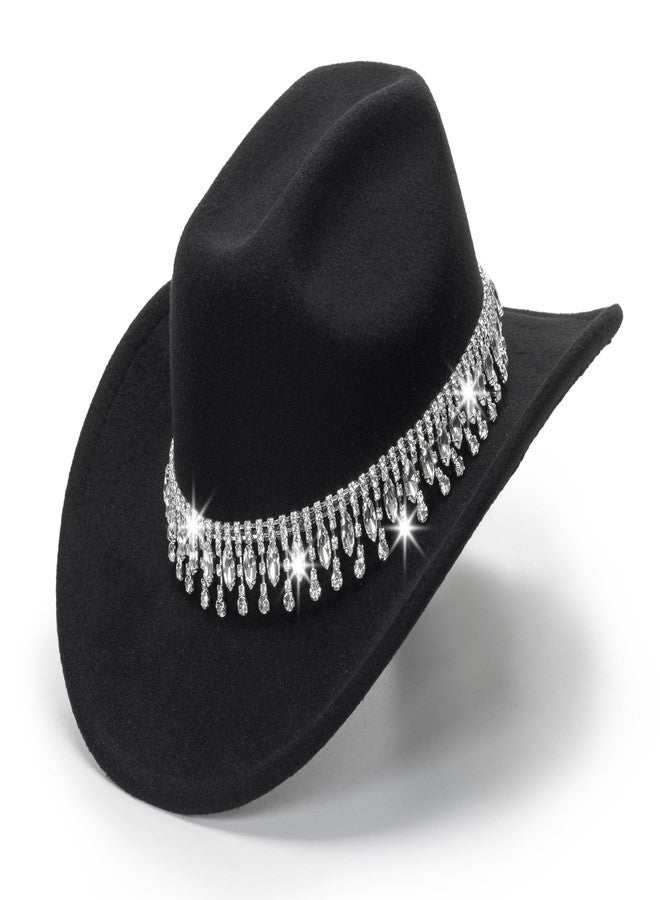 CXQRR Glitter Silver Black Cowboy Hats for Women - Western Sparkly Rhinestone Cowgirl Hat for Ladies - Image 1
