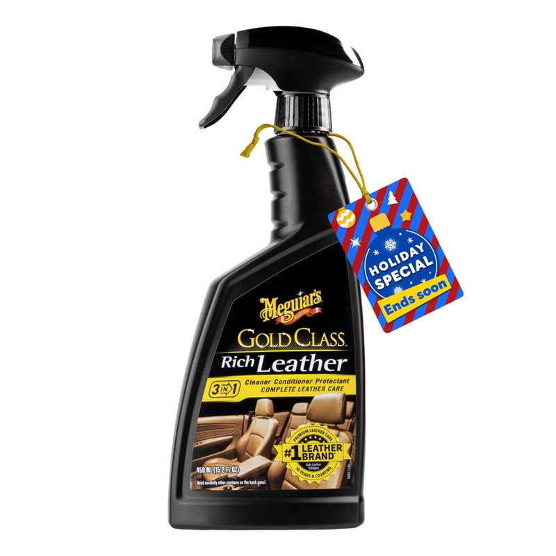 Meguiar's Gold Class Rich Leather Cleaner and Conditioner 3-in-1 Spray, Non-Greasy Car Leather Cleaner and Conditioner Treatment with Advanced UV Protection, 15.2 Oz Spray Bottle - Image 1