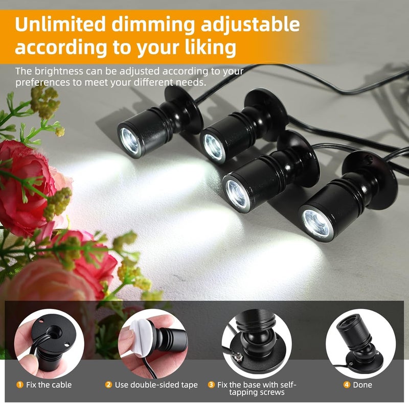 YaeCCC Dimmable LED Mini Spotlight Jewelry Showcase Display Lights Black Shell Surface Mount (Pack-8,Daylight 6400k) - Image 4