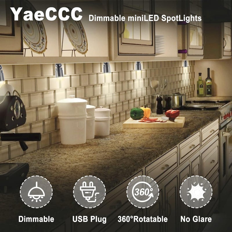 YaeCCC Dimmable LED Mini Spotlight Jewelry Showcase Display Lights Black Shell Surface Mount (Pack-8,Daylight 6400k) - Image 3