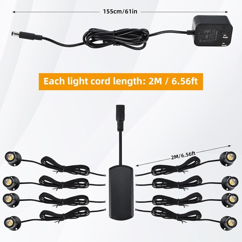 YaeCCC Dimmable LED Mini Spotlight Jewelry Showcase Display Lights Black Shell Surface Mount (Pack-8,Daylight 6400k) - Image 2