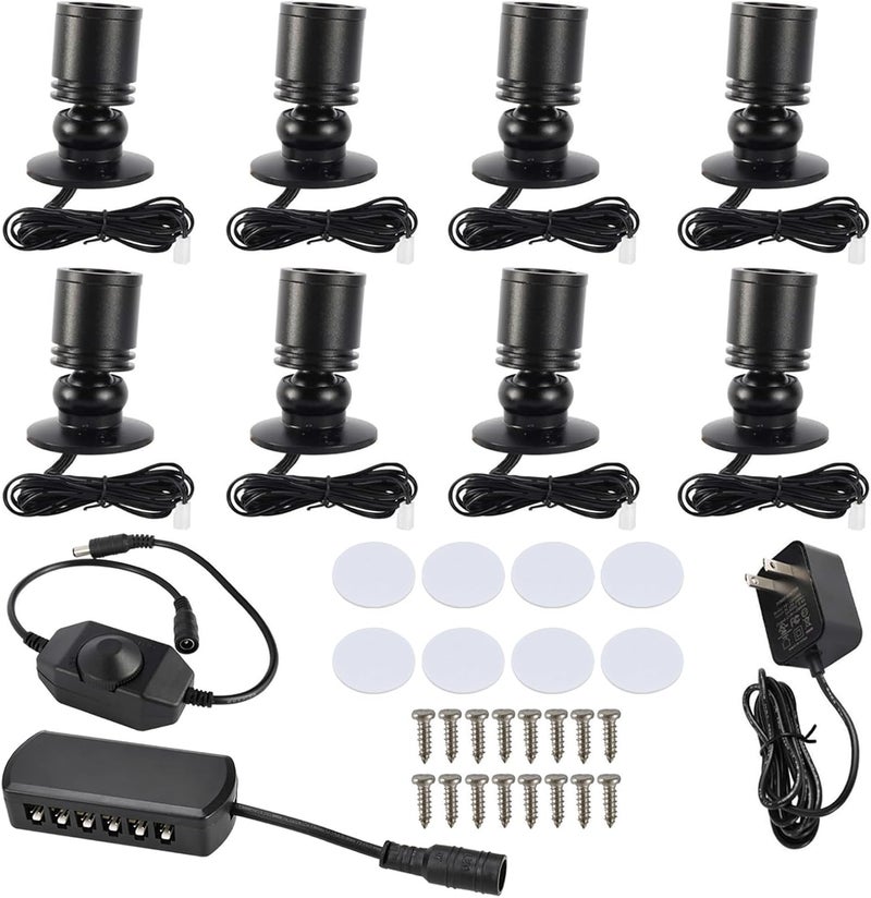 YaeCCC Dimmable LED Mini Spotlight Jewelry Showcase Display Lights Black Shell Surface Mount (Pack-8,Daylight 6400k) - Image 1