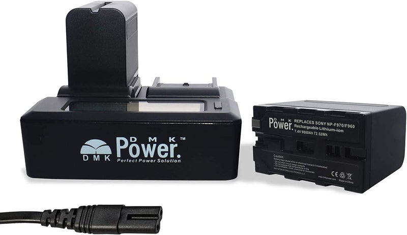 DMK Power NP-F970/NP-F960 "2 Pcs 9800mAh Battery and 1 x DC-01 Digital Dual Battery Charger", made for LED Photo Video Lights and Monitor only (Not for Cameras & Camcorder) - Image 1