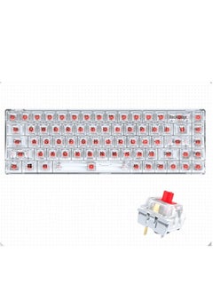 T-WOLF Transparent Gaming Keyboard,68 Keys USB Wired Mechanical Keyboard with Transparent PBT Keycaps and RGB Side Light for Office Gaming,Suitable for PC/Ps4/Xbox Gamers,Red Switch  - Image 1
