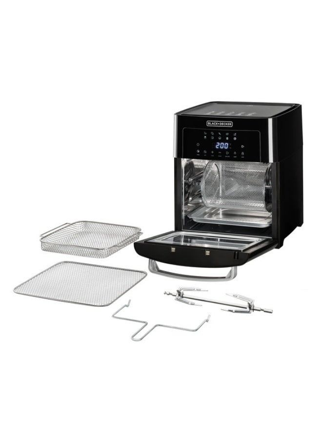 BLACK+DECKER Digital Air Fryer Oven, Family-Sized Capacity, Touch Control, 10 Preset Functions, 80-220°C Adjustable Temp, Rapid Air Convection, Smoke-Free Cooking, 15 L 1700 W AOF150-B5 Black - Image 5