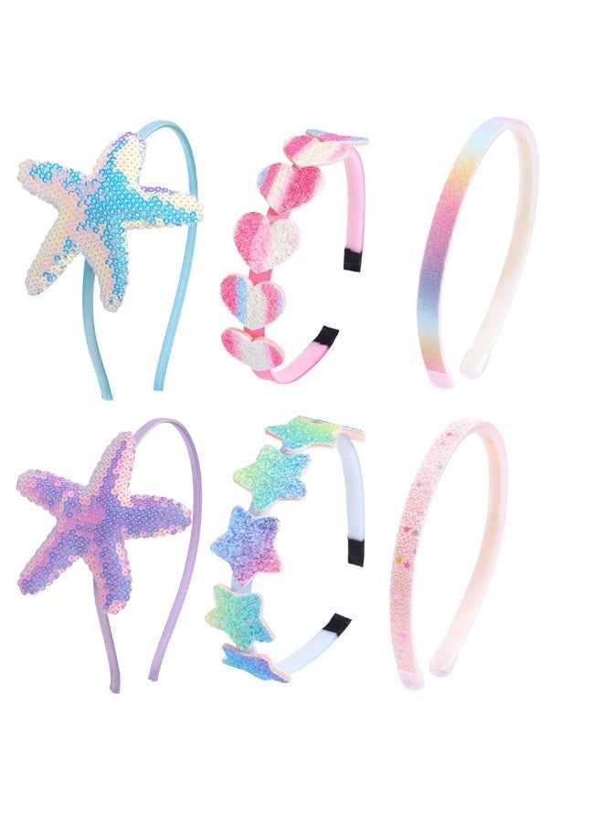 6Pcs Hair Bun Maker, Small Bun Maker for Kids - Ballet and Sock Buns, Easy Hair Donut (6pc Black 2 Inch Size) & 6 Pack Girls Headbands Glitter Kids Hair Accessories Bow/Heart/Star Shaped Sweet Hairband For Toddler/Girls/TeensBundle - Image 3