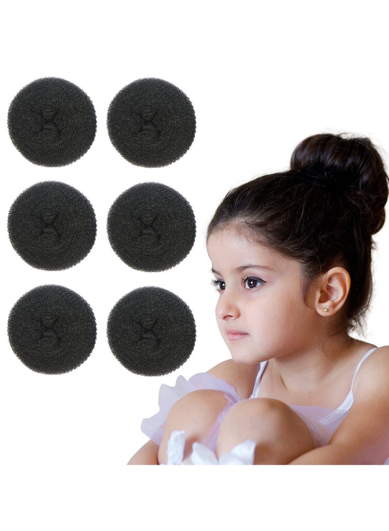 6Pcs Hair Bun Maker, Small Bun Maker for Kids - Ballet and Sock Buns, Easy Hair Donut (6pc Black 2 Inch Size) & 6 Pack Girls Headbands Glitter Kids Hair Accessories Bow/Heart/Star Shaped Sweet Hairband For Toddler/Girls/TeensBundle - Image 2