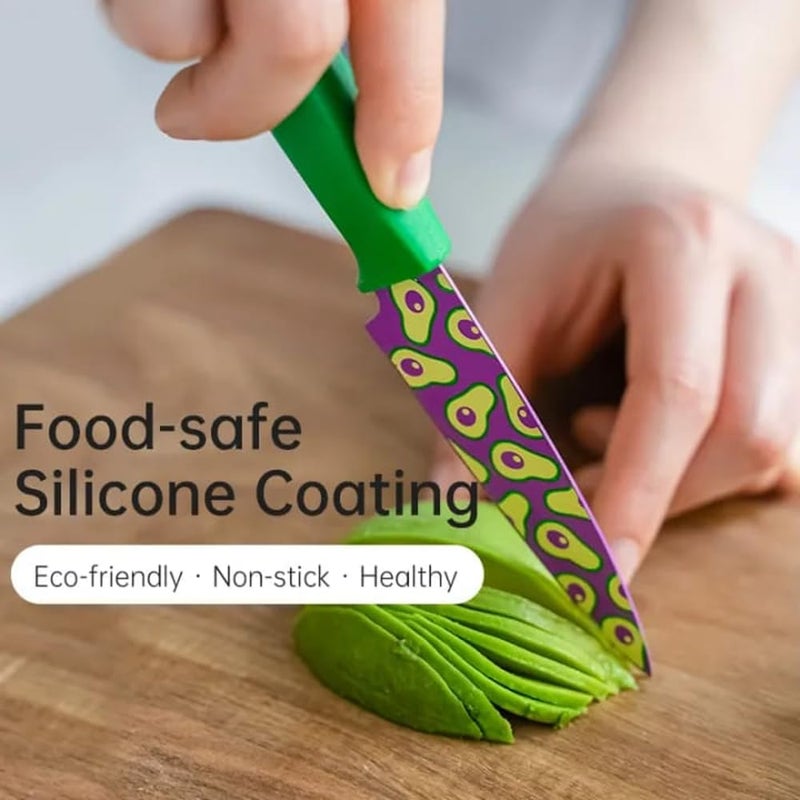 9UP Stainless Steel Fruit Design Kitchen Knife Set with NonSlip Handle Coted Blade Vegetable Knife Chef Knife with Blade Cover Pack of 1Set - Image 5