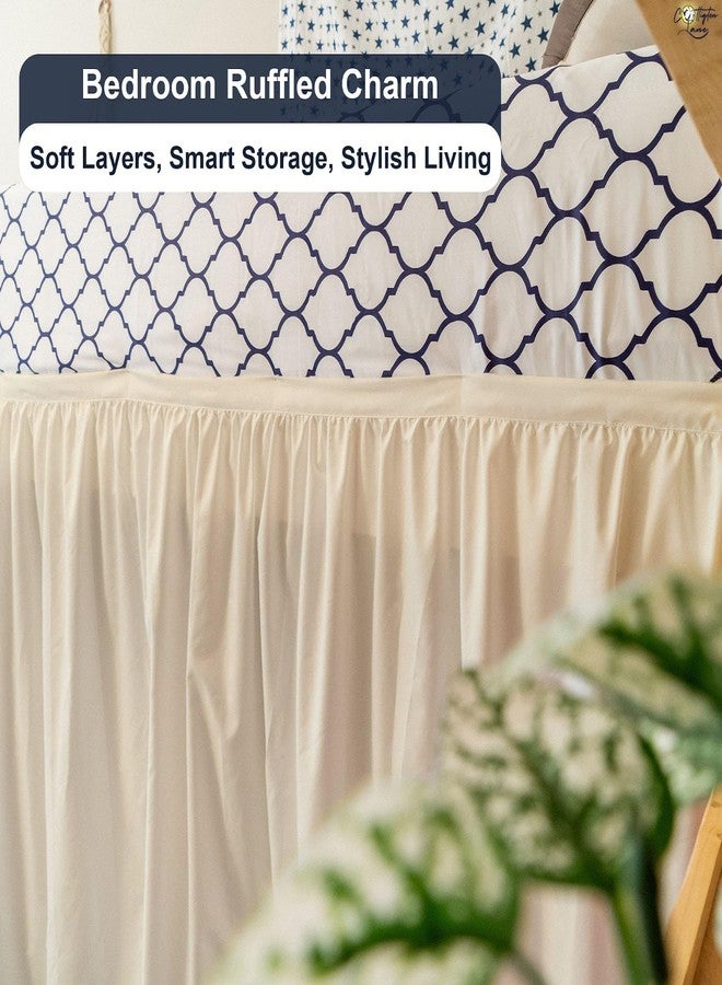 Cottington Lane تنورة سرير كوتينغتون لين المزينة بكشكشة، مقاس كبير جدًا، بطول 46 بوصة، مصنوعة من ألياف دقيقة 100%، مع كشكشة مرنة قابلة لللف حول السرير، لون عاجي - Image 2