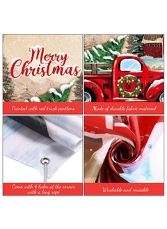Irenare Christmas Red Truck Banner Backdrop Vintage Holiday Party Background Decorations For Photography Xmas Tree Red Black Buffalo Plaid Photo Booths Wall Hanging Decor For Home Studio 72.8 X 43.3 Inch  - Image 4