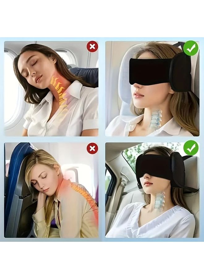 Travel Neck Pillow With Blindfold Eye Mask Breathable Light Blocking For Easy Storage - Image 5