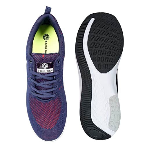 Bacca Bucci® Men's Power Trainer Running Shoes Lightweight Shockproof Walking Shoes Cushioning Men Sneakers for Gym Sports Casual Athletic Outdoor-Size-UK-6 to 13/Big Blue - Image 4